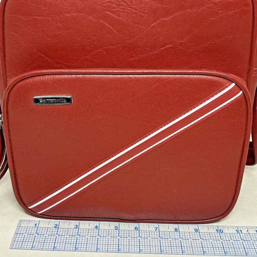 Vintage Red White Striped Samsonite Profile Luggage Vinyl Shoulder Bag Concord
